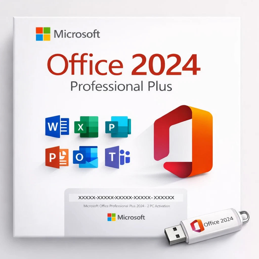 Microsoft Office 2024 Pro Plus Windows 10 & 11 USB Drive - Lifetime 2 User PC